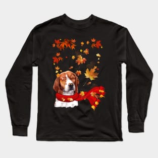 Maple Leaf Beagle Fall Hello Autumn Gift Long Sleeve T-Shirt